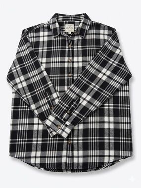 Jachs Black and White Plaid Button-Down Shirt